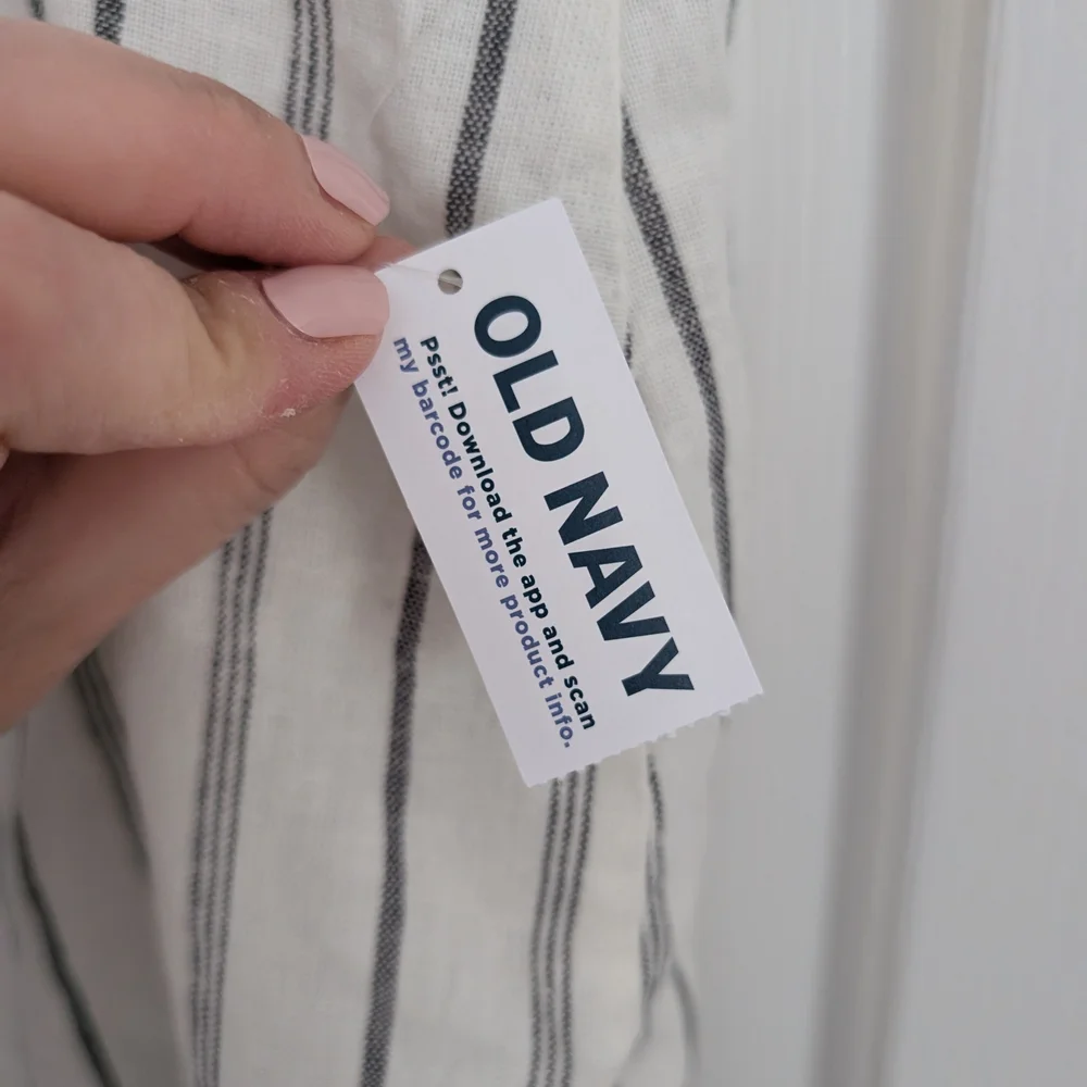 NWT Old Navy Women's Linen Blend Cream and Black Striped Mini Skirt XXL